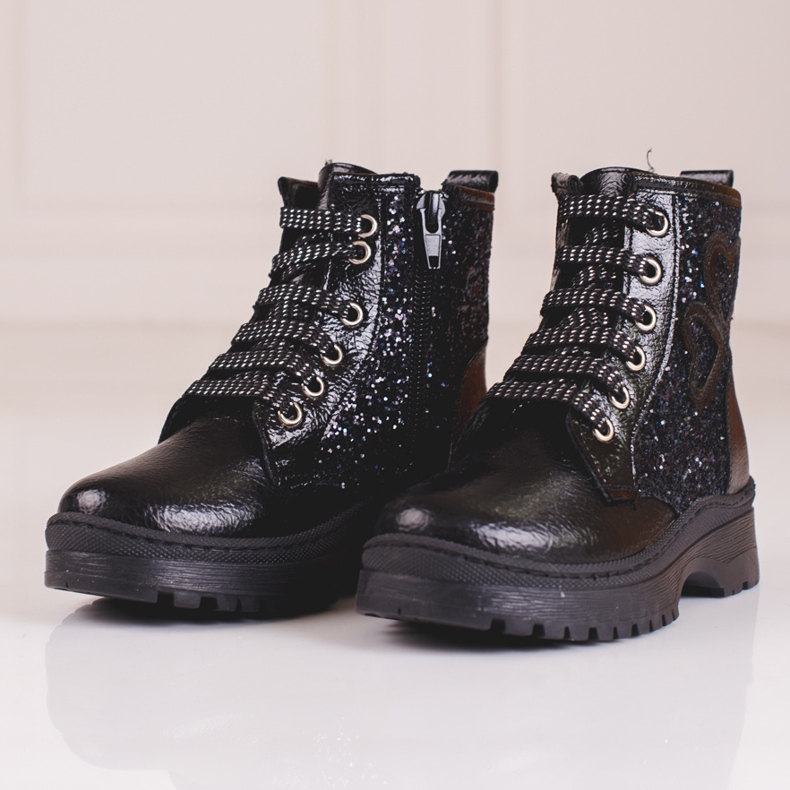 W. Potocki Bottines fille à paillettes Potocki noir 2