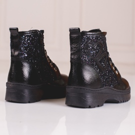 W. Potocki Bottines fille à paillettes Potocki le noir 3