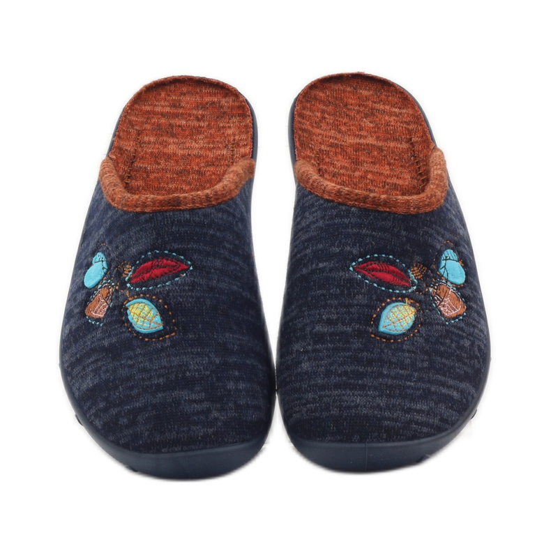 Befado chaussures pour femmes pantoufles 235d153 pantoufles brun bleu marine 4