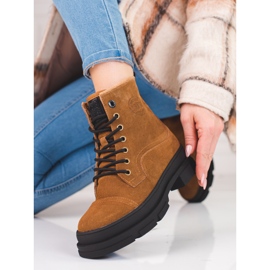 Chaussures femme en cuir Big Star KK274524 brun 2