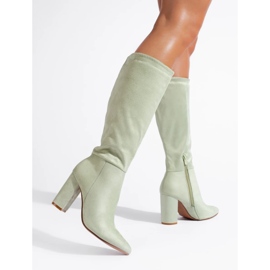 Bottines pour femmes en daim écologique vert 1