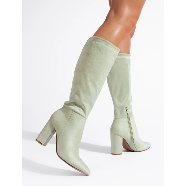 Bottines pour femmes en daim écologique vert 1