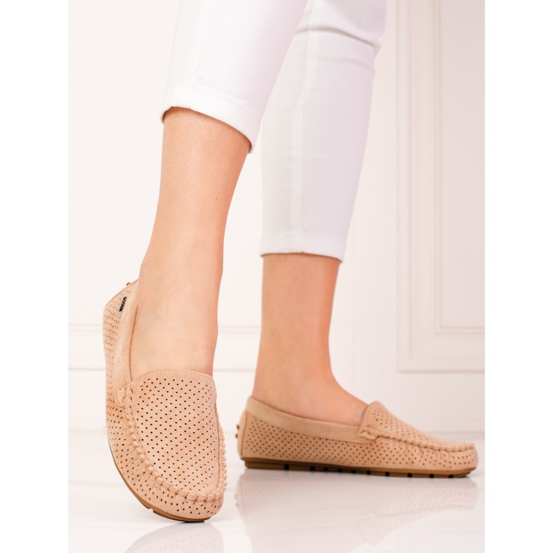 SHELOVET Mocassins ajourés femme beiges 2 SHELOVET Mocassins ajourés femme beiges 2