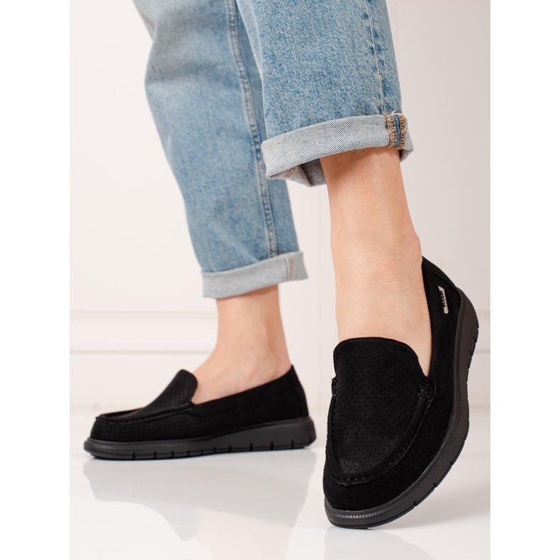 Mocassins ajourés Shelovet noirs femme 2