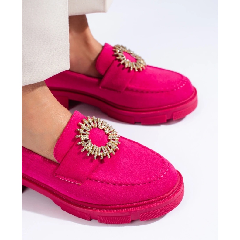 Chaussures femme en daim fuchsia rose 1