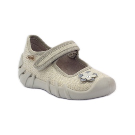 Befado chaussures pour enfants ballerines chaussons 109p163 brun gris jaune 1