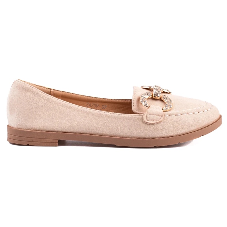 Mocassins femme en daim beige 1