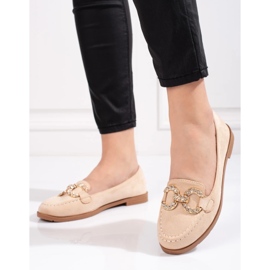 Mocassins femme en daim beige 2