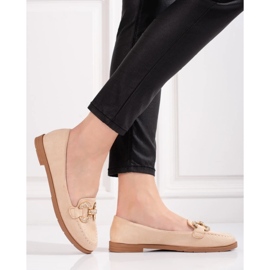 Mocassins femme en daim beige 4
