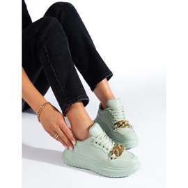 Baskets femme vert clair avec chaîne 2