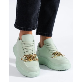 Baskets femme vert clair avec chaîne 3