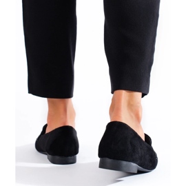 Mocassins femme noirs avec décoration 1