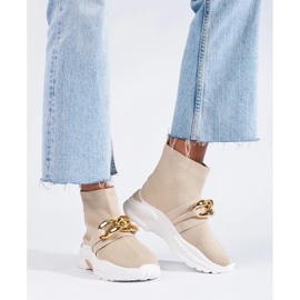 Baskets pour femmes Shelovet avec une chaussette beige 2