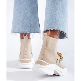 Baskets pour femmes Shelovet avec une chaussette beige 1