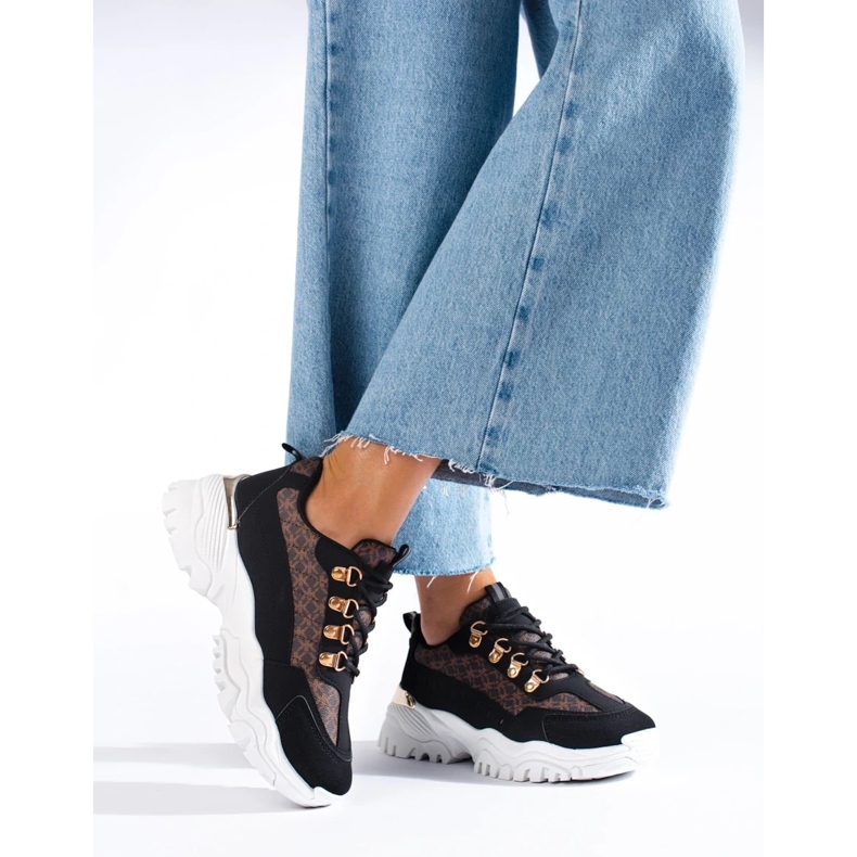 Baskets femme noires à motif le noir 2