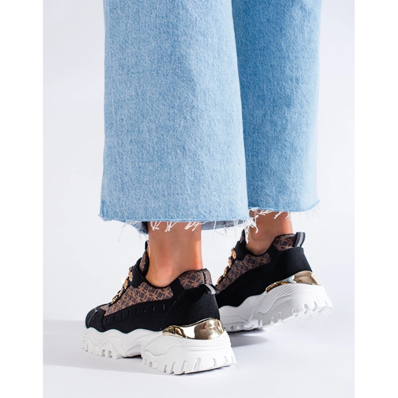 Baskets femme noires à motif le noir 1