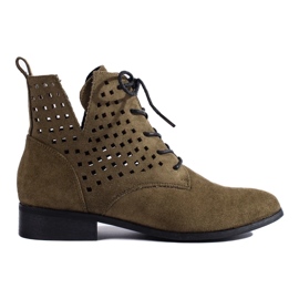 W. Potocki Bottines à lacets femme ajourées Potocki vert 2