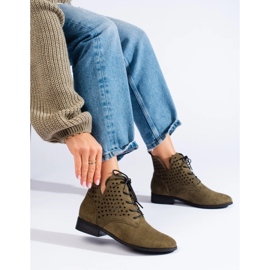 W. Potocki Bottines à lacets femme ajourées Potocki vert 3