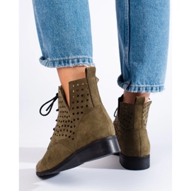 W. Potocki Bottines à lacets femme ajourées Potocki vert 4