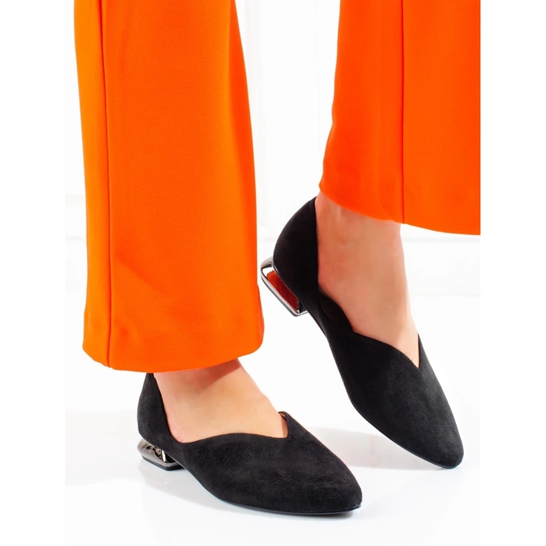 W. Potocki Ballerines en daim femme Potocki noir 2