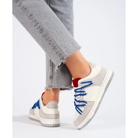 Baskets Shelovet à lacets bleus blanche 1