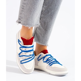 Baskets Shelovet à lacets bleus blanche 2