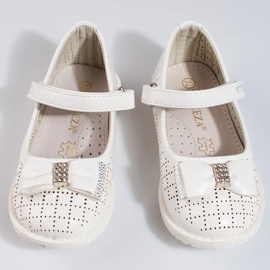 Ballerines ajourées pour fille Vinceza blanc blanche 2