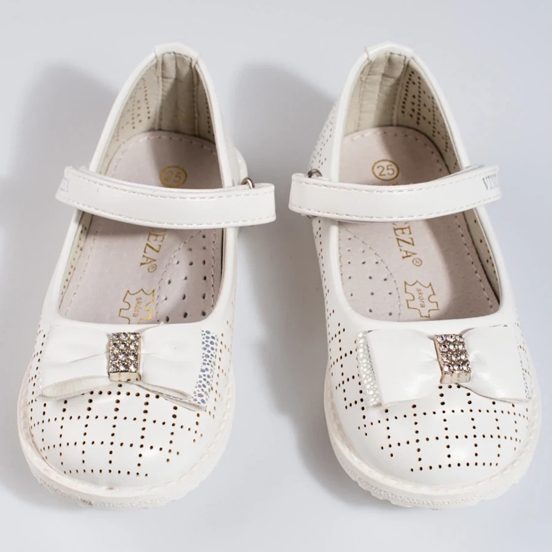 Ballerines ajourées pour fille Vinceza blanc 2