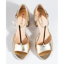 Sandales à talons hauts Shelovet classiques pour femmes dorées 2