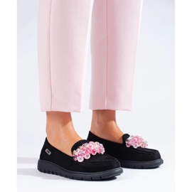 Mocassins plateforme femme Shelovet daim le noir 1