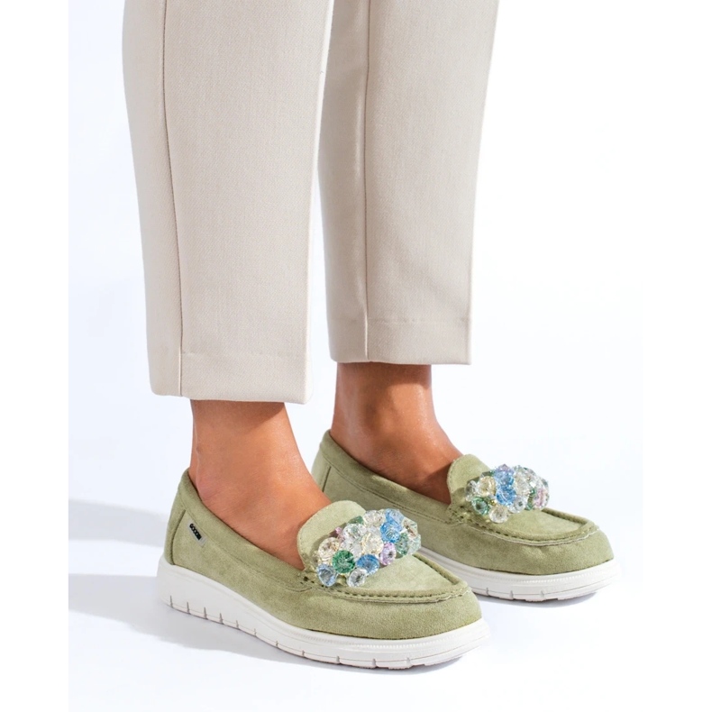 Mocassins pour femmes sur la plate-forme Shelovet vert 1