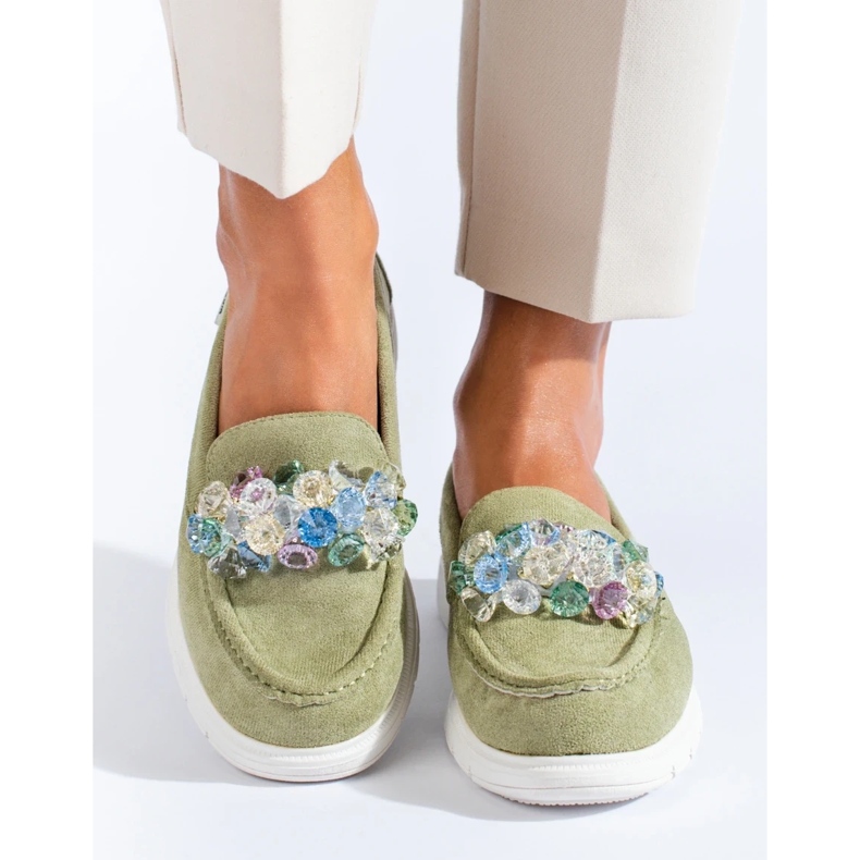 Mocassins pour femmes sur la plate-forme Shelovet vert 2