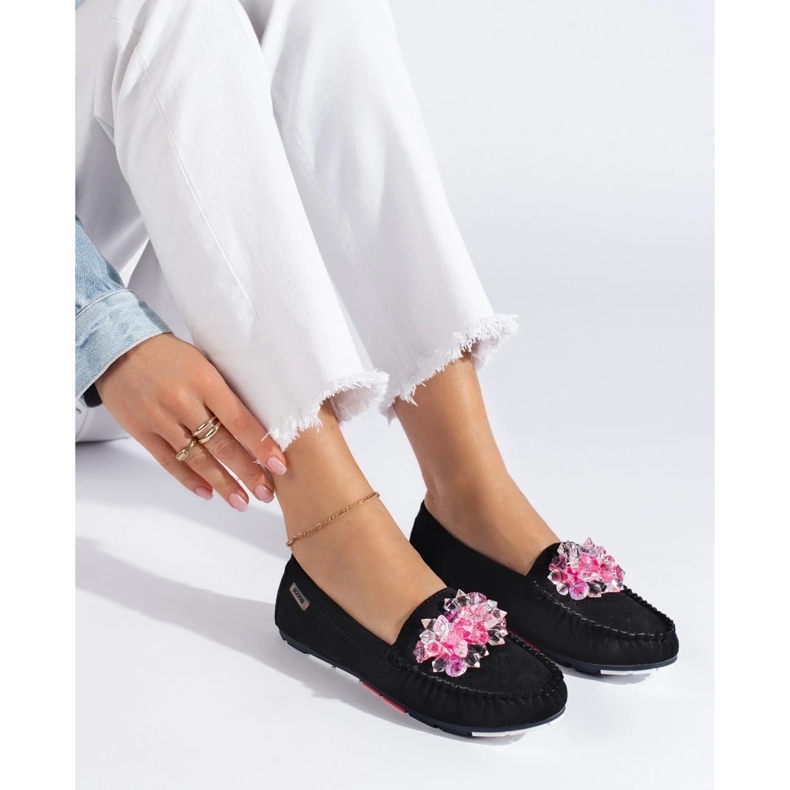 Mocassins Shelovet femme en daim noir le noir 1