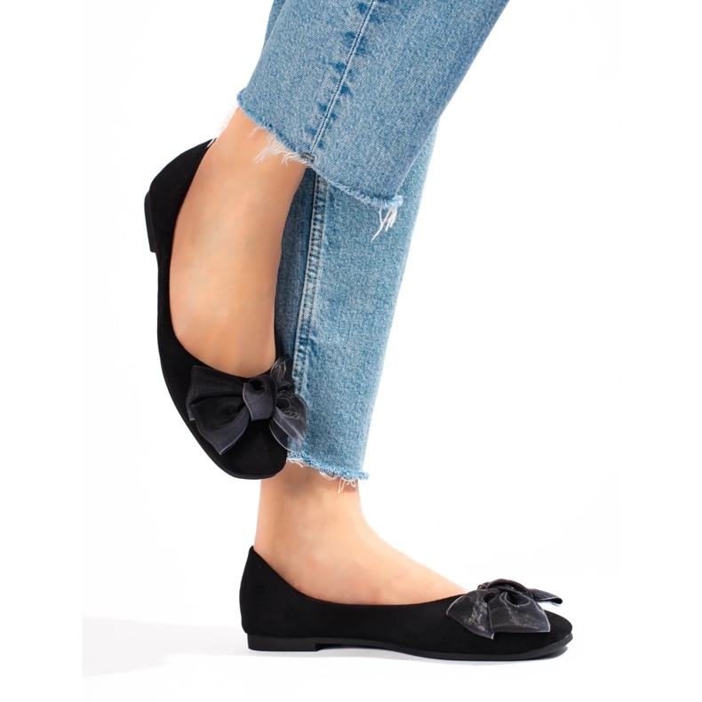 Ballerines femme en daim à nœud Shelovet noir le noir 1