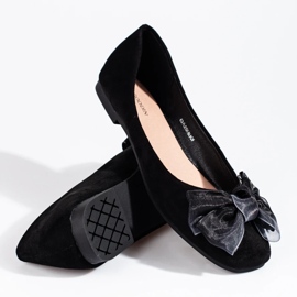 Ballerines femme en daim à nœud Shelovet noir 2