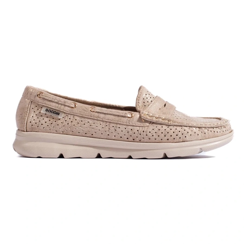 Mocassins en daim doré Shelovet, femmes beige 2