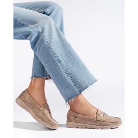 Mocassins en daim doré Shelovet, femmes beige 3