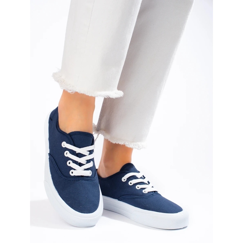 Baskets classiques à lacets pour femme Shelovet bleu marine 1