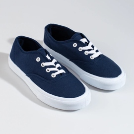 Baskets classiques à lacets pour femme Shelovet bleu marine 2