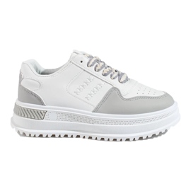Chaussures de sport pour femmes baskets sur une plate-forme haute Shelovet blanc et gris 1