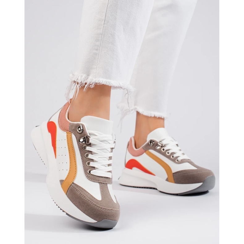 Baskets multicolores Shelovet pour femmes blanche 2 Baskets multicolores Shelovet pour femmes blanche 2