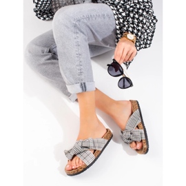 Chaussons femme Vinceza à carreaux blanc 2