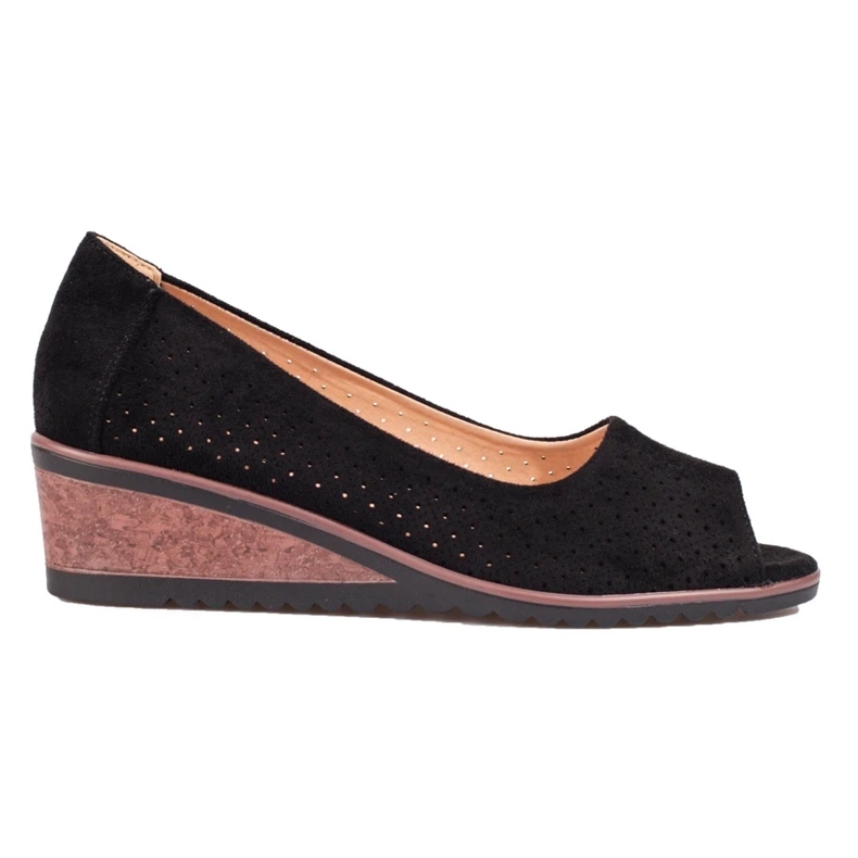 W. Potocki Escarpins compensés daim ajouré femme Potocki noir 2