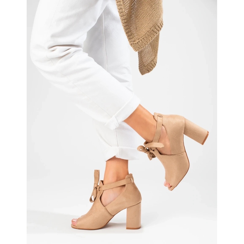 W. Potocki Bottes en daim pour femmes de printemps sur le poteau Potocki beige 1