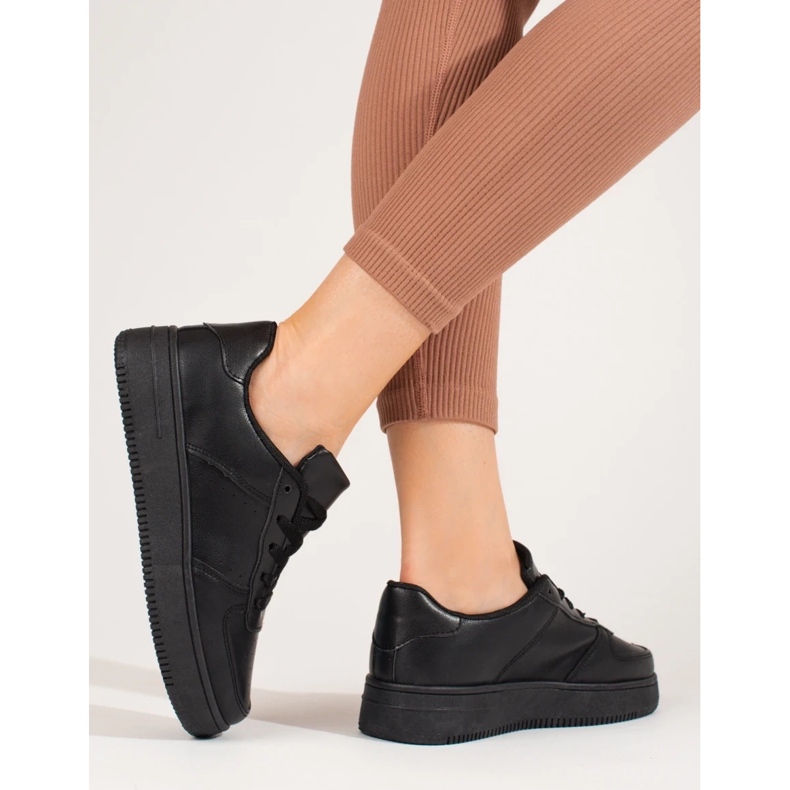 Chaussures de sport noires Shelovet à semelle épaisse le noir 2 Chaussures de sport noires Shelovet à semelle épaisse le noir 2