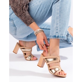 Vinceza Sandales à talons beiges et dorées pour femmes de Vineza 1