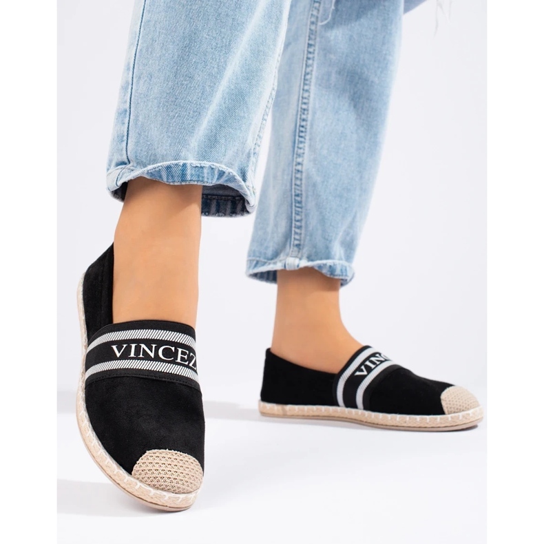 Espadrilles en daim noir pour femme de Vinceza 1