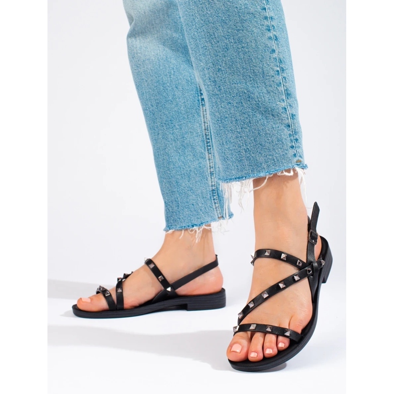 W. Potocki Sandales romaines noires à clous Potocki le noir 2