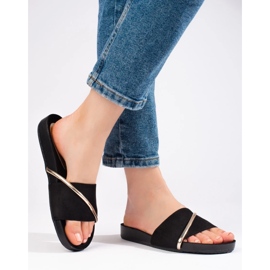 Tongs noires avec ornement Shelovet doré 1