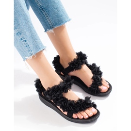 Sandales velcro Shelovet noires parfumées pour femmes le noir 2